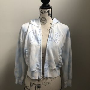 GAP blue and white tye-dye zip up sweater never been worn.